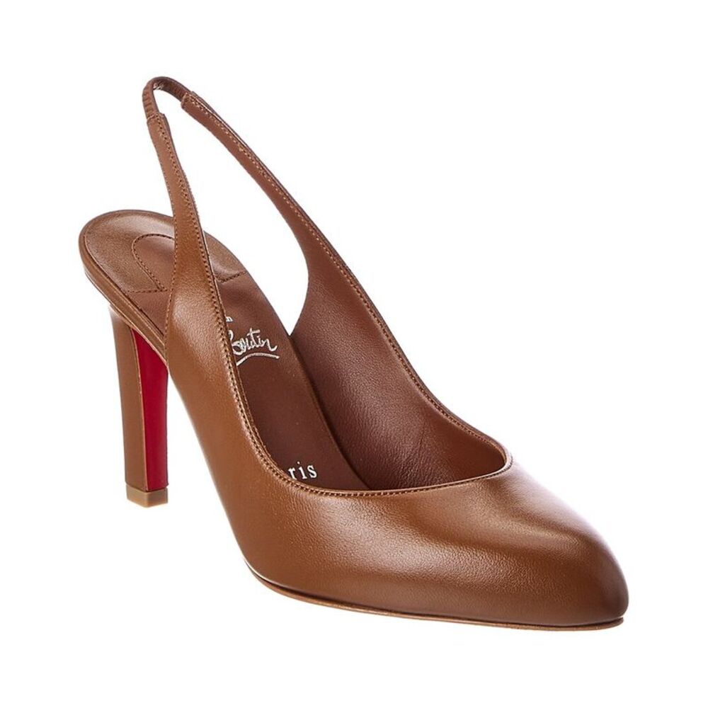 Christian Louboutin Fannylove 85 Leather Slingback Pump, Brown